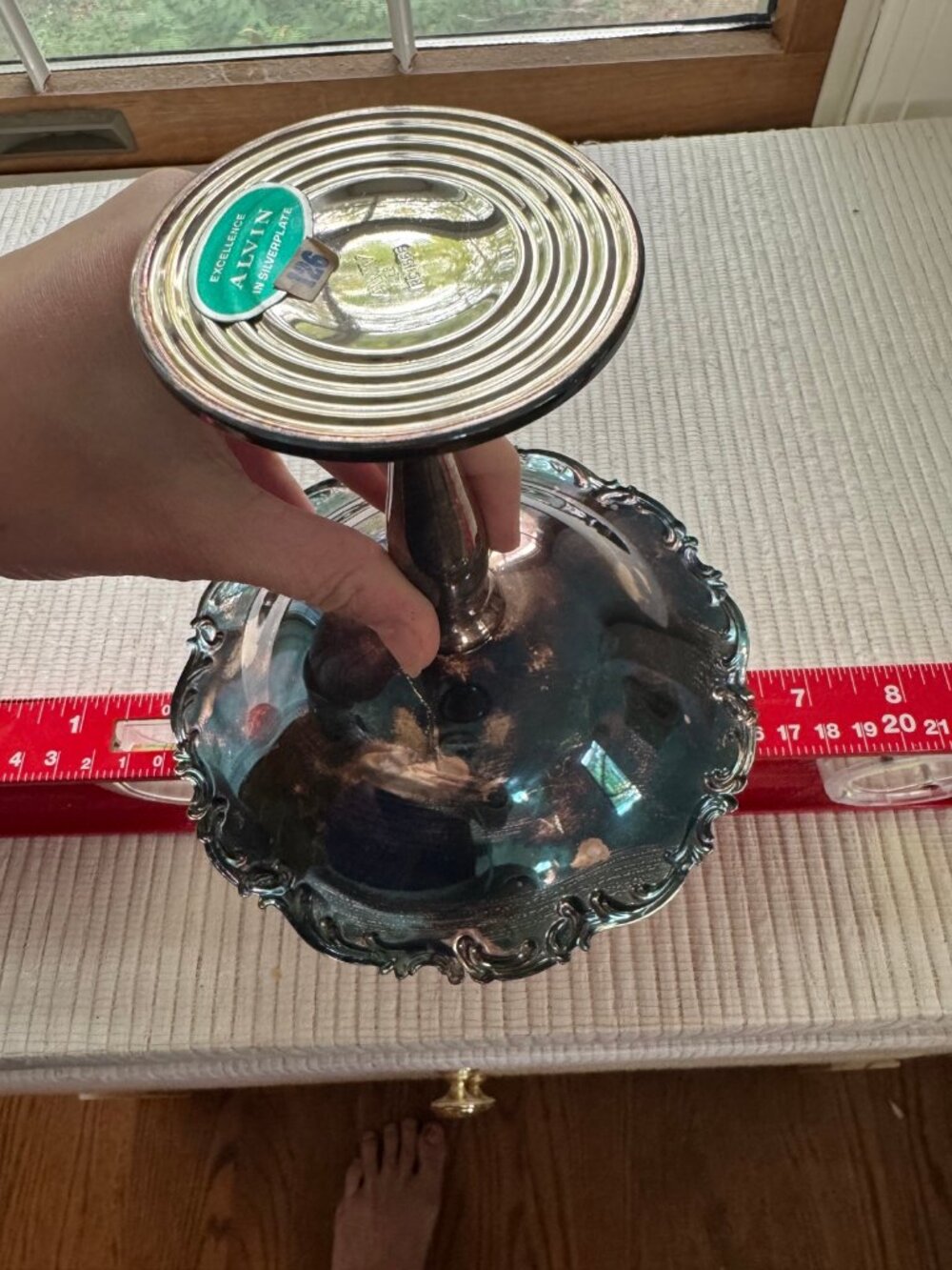 Alvin Silverplate Footed Compote Centerpiece Bowl 7 Inch Scalloped Rim